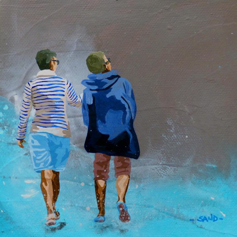 Gemälde Duo d'observateurs von Sand | Gemälde Figurativ Marine Alltagsszenen Acryl