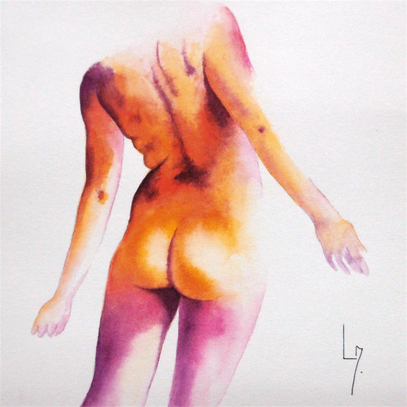 Painting Nu Femme 141 Allyson by Loussouarn Michèle | Painting Figurative Nude Watercolor