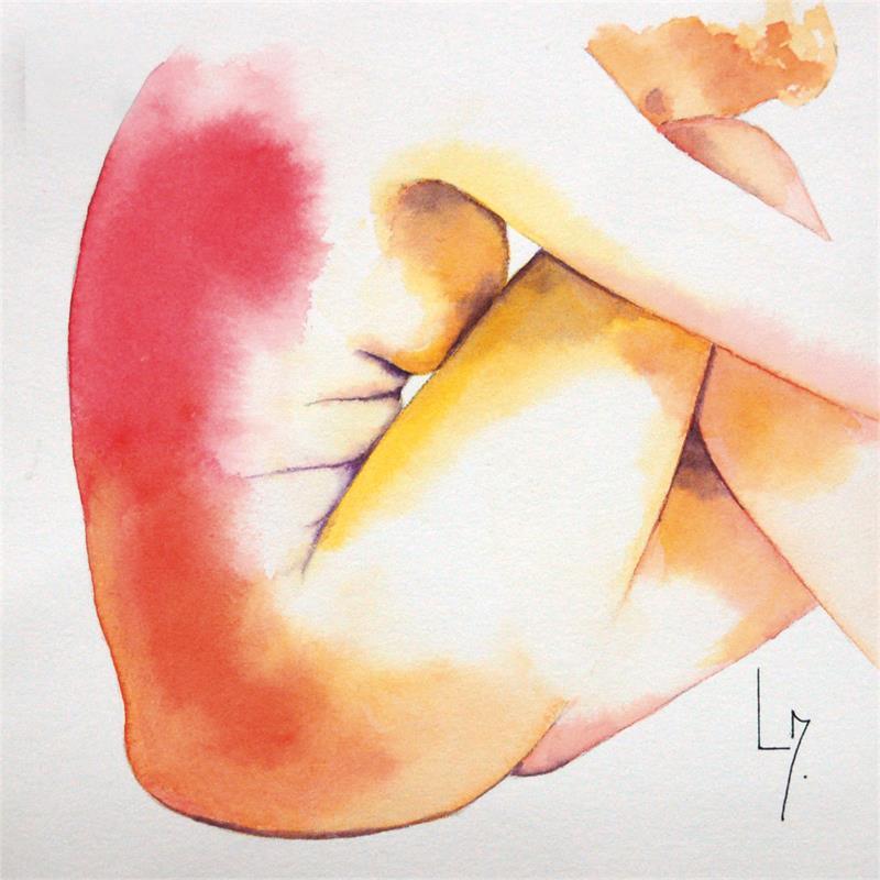 Painting Nu Femme 142 Allyson by Loussouarn Michèle | Painting Figurative Nude Watercolor