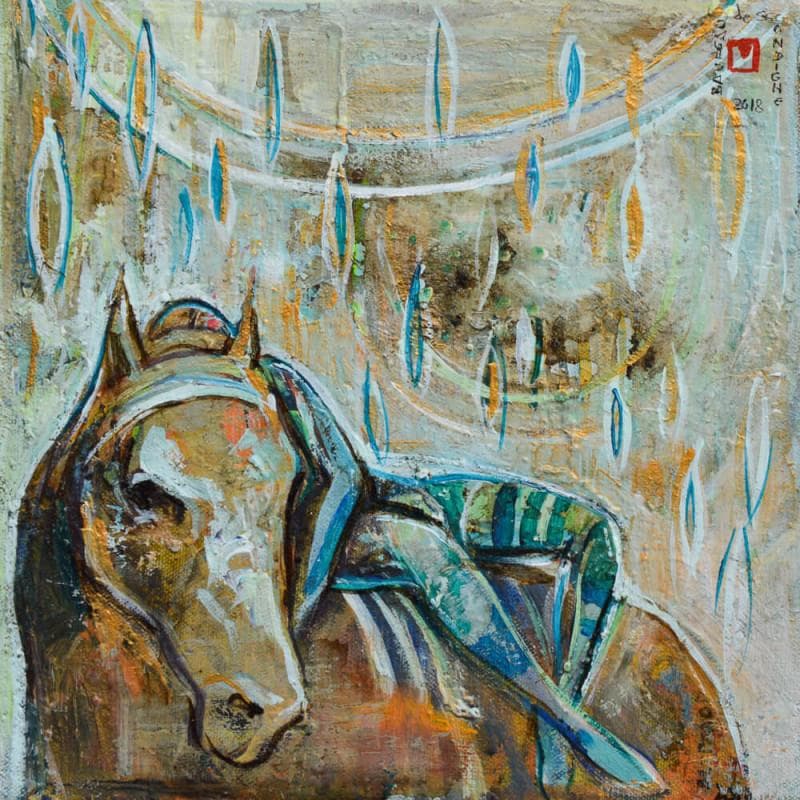 Peinture Le cheval et l'homme par Machi | Tableau Figuratif Scènes de vie Huile Acrylique