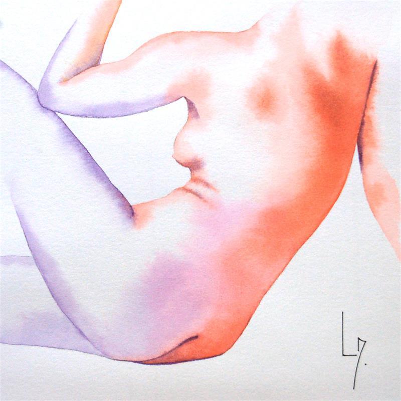 Painting Nu Femme 146 Allyson by Loussouarn Michèle | Painting Figurative Nude Watercolor