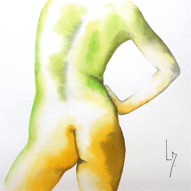 Painting Nu Femme 150 Allyson by Loussouarn Michèle | Painting Figurative Watercolor Nude
