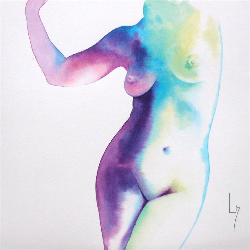 Painting nu Femme 158 Jennifer by Loussouarn Michèle | Painting Figurative Watercolor Nude, Pop icons, Portrait