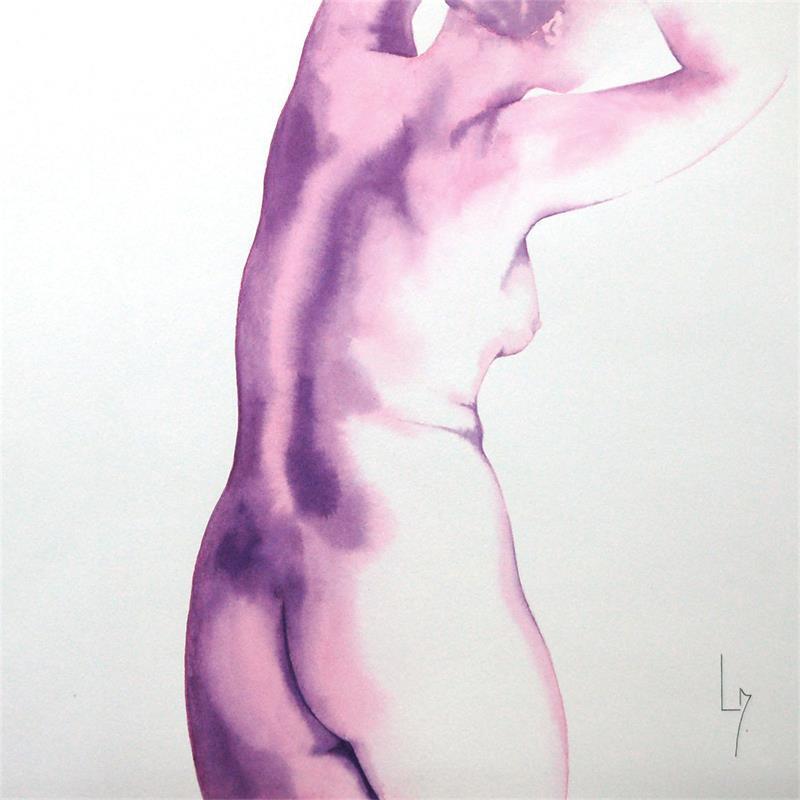 Painting Nu Femme 163 Allyson by Loussouarn Michèle | Painting Figurative Watercolor Nude, Portrait