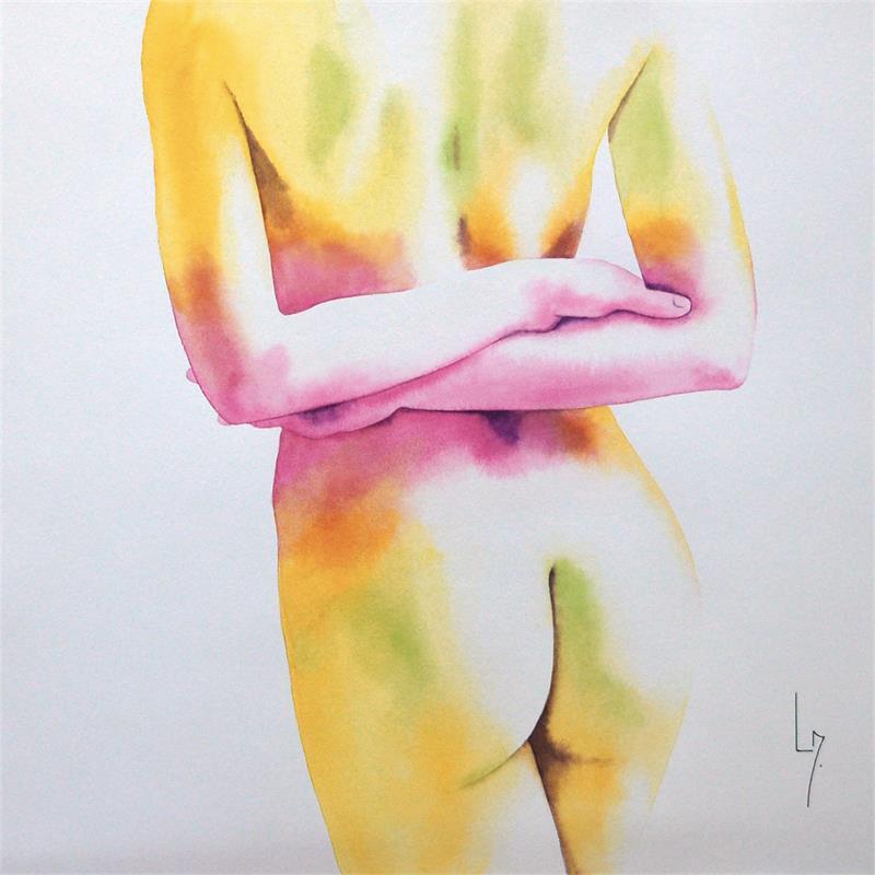Painting Nu Femme 168 Saturn by Loussouarn Michèle | Painting Figurative Watercolor Nude, Portrait