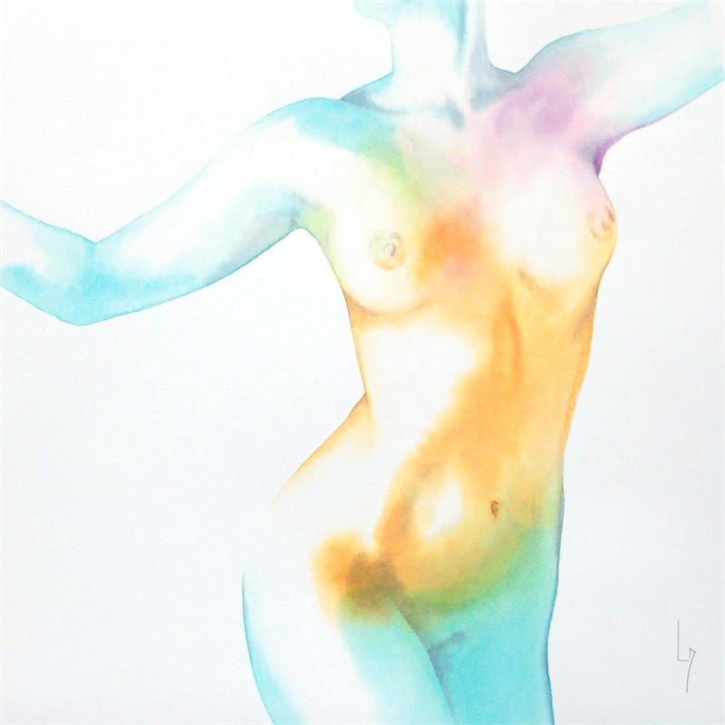 Painting Nu Femme 171 Kay by Loussouarn Michèle | Painting Figurative Watercolor Nude, Portrait