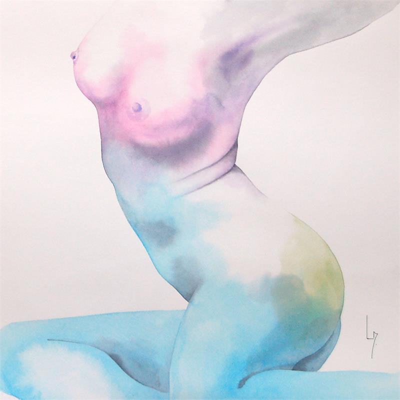 Painting Nu Femme 176 Brynna by Loussouarn Michèle | Painting Figurative Watercolor Nude, Portrait