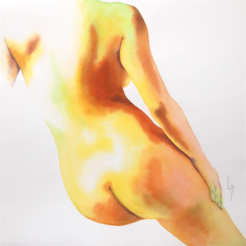 Painting Nu Femme 178 January by Loussouarn Michèle | Painting Figurative Portrait Nude Watercolor