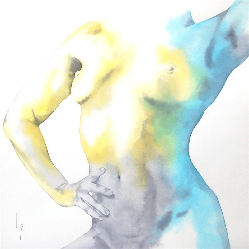 Painting Nu Femme 180 Artistic-Physique by Loussouarn Michèle | Painting Figurative Portrait Nude Watercolor