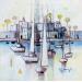 Painting AN123 Le petit port bleu II by Burgi Roger | Painting Figurative Landscapes Marine