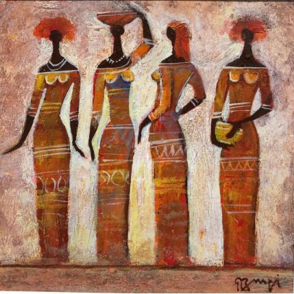 Painting AM110 Quatre femmes africaines by Burgi Roger | Painting Figurative Mixed Life style, Pop icons