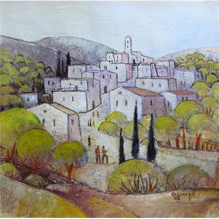Painting AN68 Village de Sicile III by Burgi Roger | Painting Raw art Mixed Landscapes, Urban