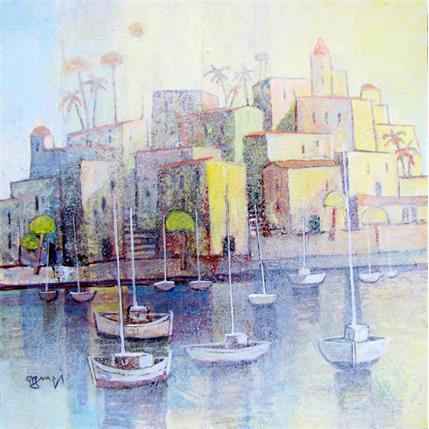 Painting AN131 Impression de Sicile II by Burgi Roger | Painting Raw art Mixed Landscapes, Marine, Urban