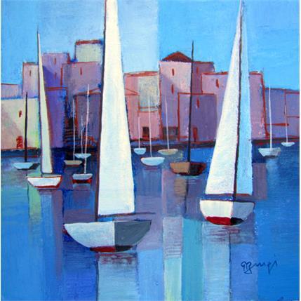 Painting AN135 Crépuscule by Burgi Roger | Painting Raw art Mixed Marine, Urban