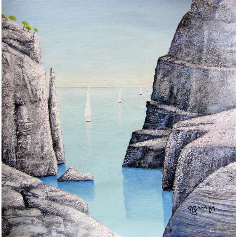 Painting AN148 Calanque de Cassis by Burgi Roger | Painting Raw art Marine
