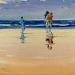 Painting Ballade sur la plage by Hanniet | Painting Oil