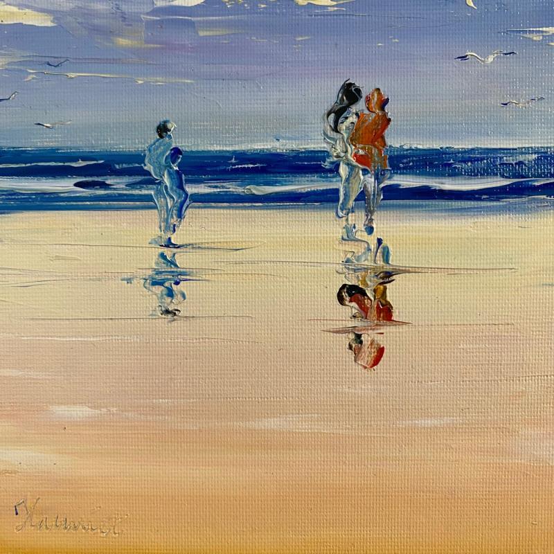 Painting Ballade sur la plage by Hanniet | Painting Oil