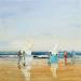 Painting Voiliers sur la plage by Hanniet | Painting Figurative Landscapes Marine Life style Oil