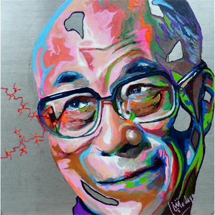 Peinture Dalai Lama par Medeya Lemdiya | Tableau Figuratif Mixte Portraits