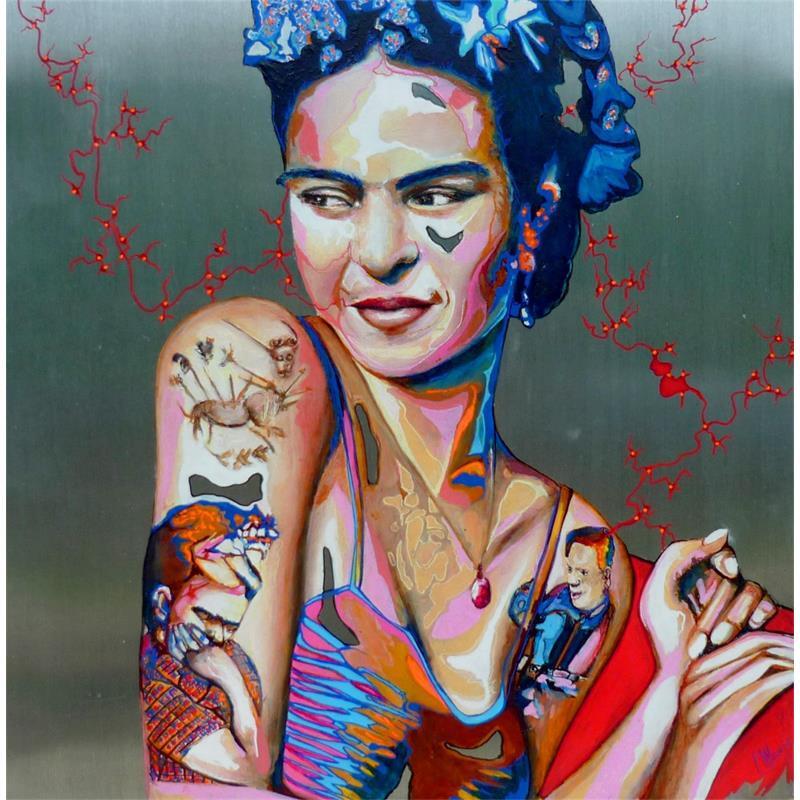 Painting Frida Tatoo by Medeya Lemdiya | Painting Figurative Metal Portrait