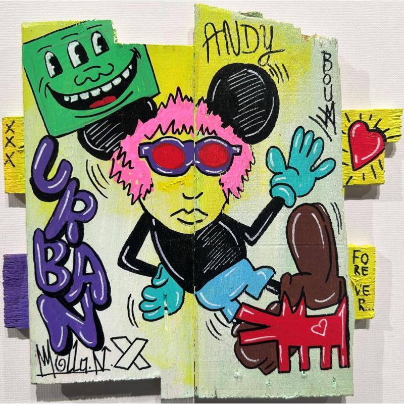 Painting Andy Hommage by Molla Nathalie  | Painting Pop-art Wood Pop icons