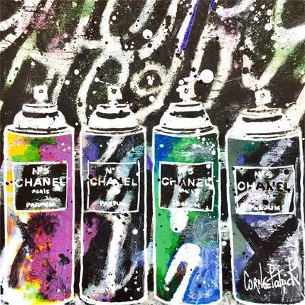 Peinture Chanel Spray Graffiti II par Cornée Patrick | Tableau Pop Art Mixte icones Pop