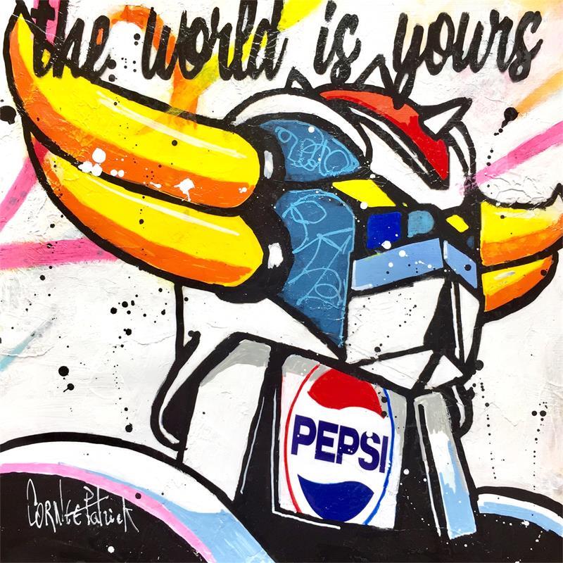 Painting Goldorak Loves Pepsi Cola by Cornée Patrick | Painting Pop art Mixed Pop icons