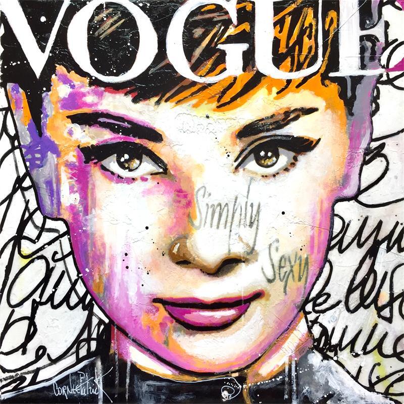 Painting Audrey Hepburn  by Cornée Patrick | Painting Pop art Pop icons Cardboard