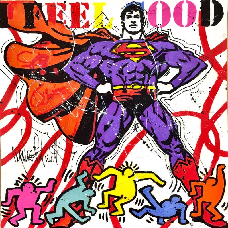 Peinture Superman, I feel Good par Cornée Patrick | Tableau Pop-art Carton Icones Pop