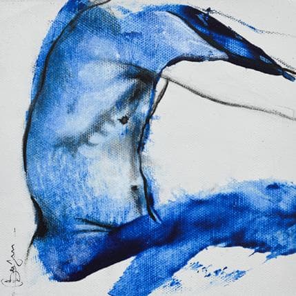 Painting Profil bleu by Bergues Laurent | Painting Figurative Mixed Nude