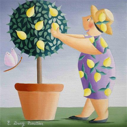 Painting Madame Citron by Davy Bouttier Elisabeth | Painting Naive art Oil Pop icons, Portrait