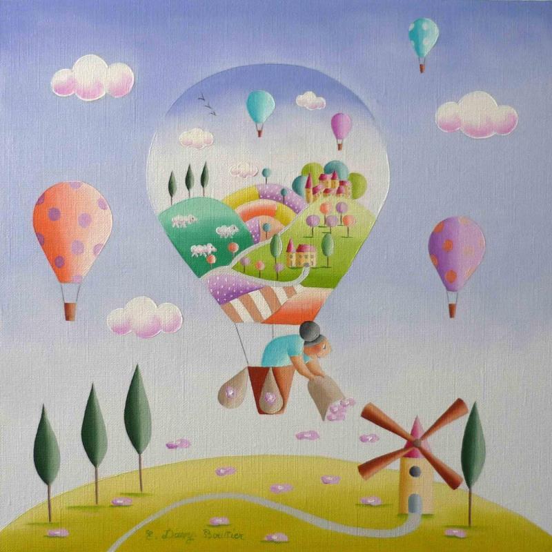 Painting Madame Printemps by Davy Bouttier Elisabeth | Painting Naive art Landscapes Oil