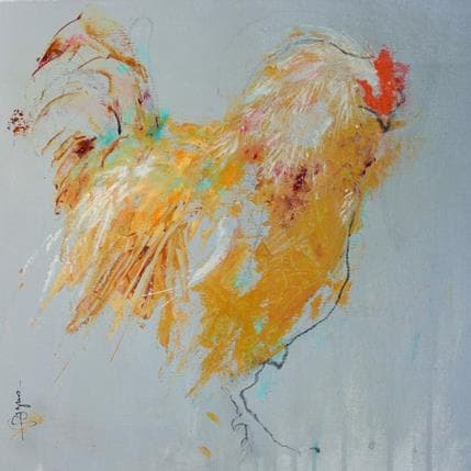 Painting Coq by Bergues Laurent | Painting Figurative Mixed Animals