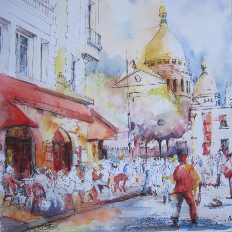 Painting PARIS by Galileo Gabriela | Painting Naive art Urban Watercolor Oil