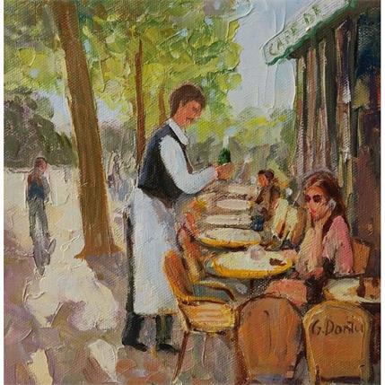 Peinture Le serveur et la dame par Dontu Grigore | Tableau Figuratif Huile scènes de vie, Vues urbaines