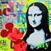 Gemälde MICKEY LOVES MONA LISA von Euger Philippe | Gemälde Pop-Art Pop-Ikonen Graffiti Pappe Acryl Collage