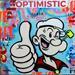 Gemälde OPTIMISTIC von Euger Philippe | Gemälde Pop-Art Pop-Ikonen Graffiti Pappe Acryl Collage