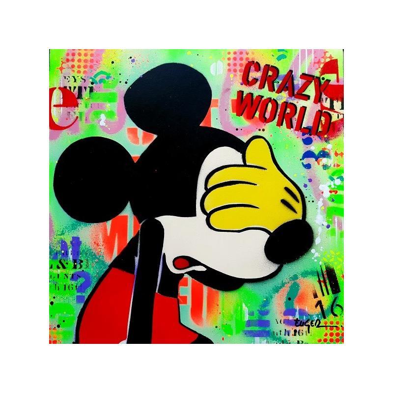 Painting CRAZY WORLD by Euger Philippe | Painting Pop-art Pop icons Graffiti Cardboard Acrylic Gluing