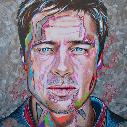 Peinture Brad Pitt par Medeya Lemdiya | Tableau Pop-art Acrylique Icones Pop