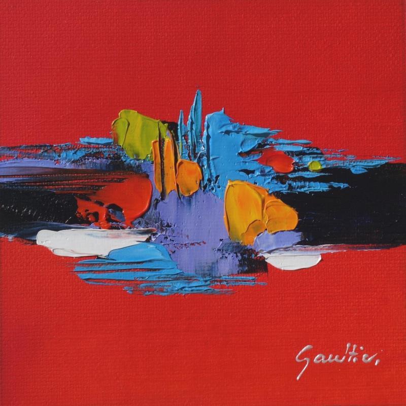 Painting Rouge Passion by Gaultier Dominique | Painting Abstract Minimalist Oil