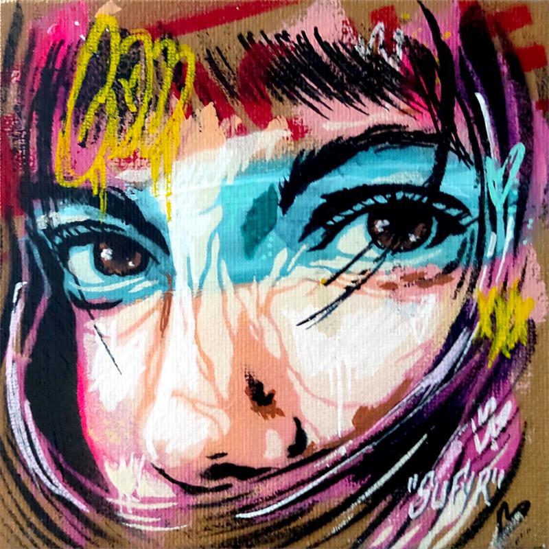 Painting Le regard résiste by Sufyr | Painting Street art Graffiti Mixed Acrylic Portrait
