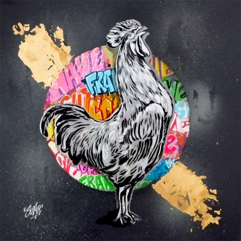 Painting Le Coq by Sufyr | Painting Street art Animals Graffiti Mixed Acrylic