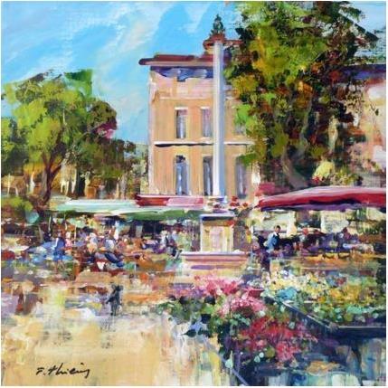 Painting Marché en Provence by Frédéric Thiery | Painting Figurative Acrylic Landscapes, Life style