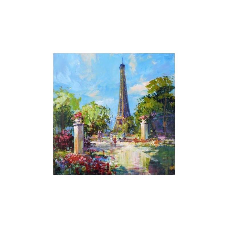 Painting Paris, le Parc by Frédéric Thiery | Painting Figurative Acrylic Landscapes Urban Life style
