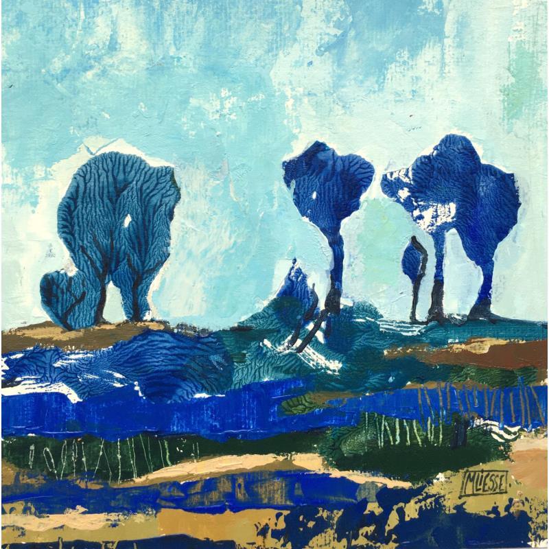 Gemälde Énergie bleue de l’océan  von Bertre Flandrin Marie-Liesse | Gemälde Figurativ Landschaften Marine Acryl
