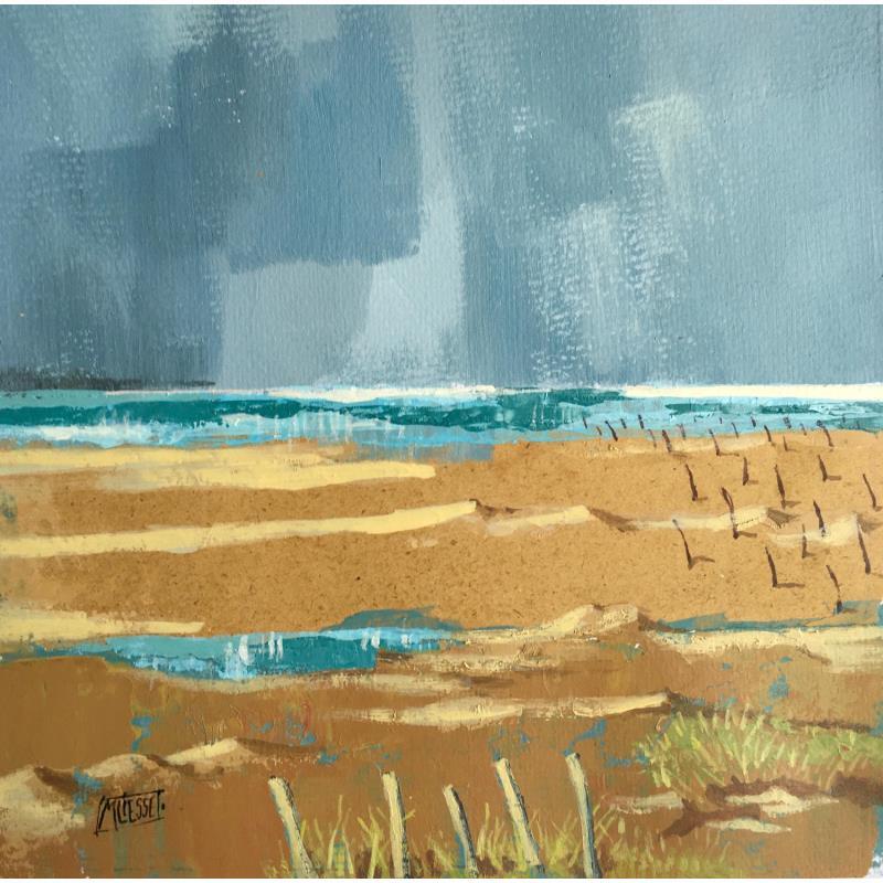Gemälde Averse sur le sable  von Bertre Flandrin Marie-Liesse | Gemälde Figurativ Landschaften Marine Acryl