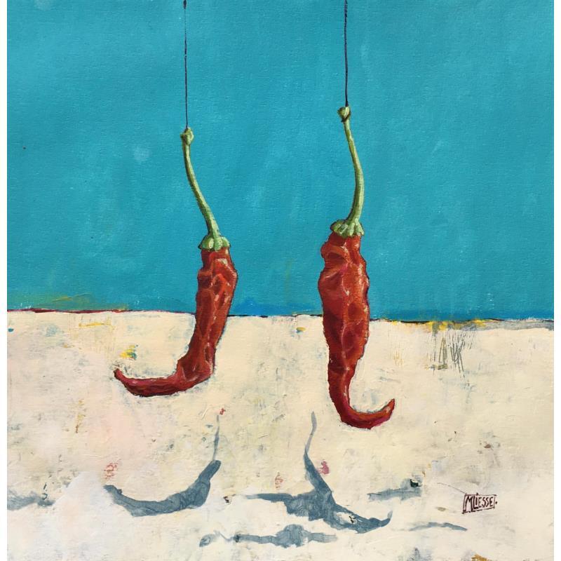 Painting Piments en duo  by Bertre Flandrin Marie-Liesse | Painting Figurative Acrylic Still-life