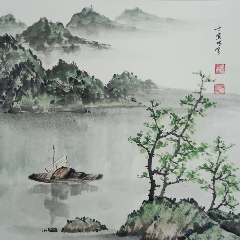Peinture Lowering the sails par Du Mingxuan | Tableau Figuratif Paysages Aquarelle