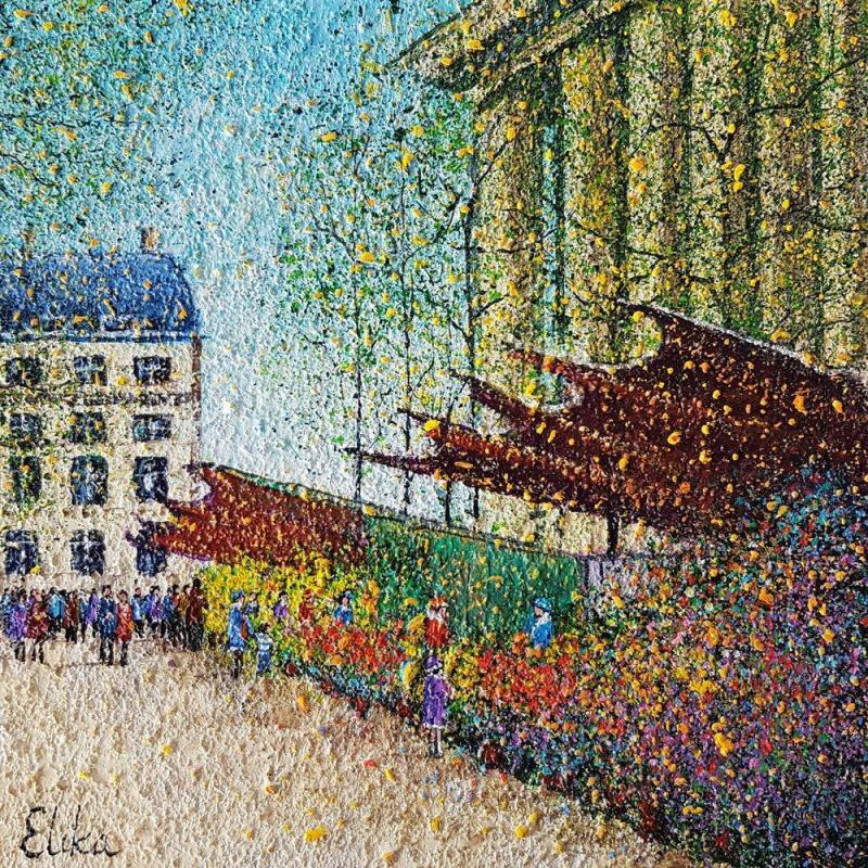 Painting Les fleuristes de la Madeleine by Dessapt Elika | Painting Figurative Landscapes, Life style, Urban