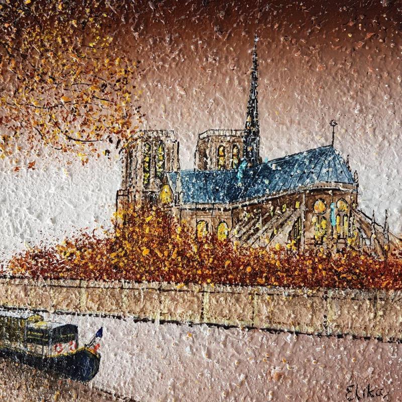 Painting Une nuit à Notre-Dame by Dessapt Elika | Painting Figurative Landscapes, Life style, Urban